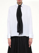 Poplin Shirt with Tie in Off White