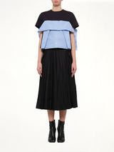 Poplin x Cotton Jersey T-Shirt in Navy/Blue Stripe