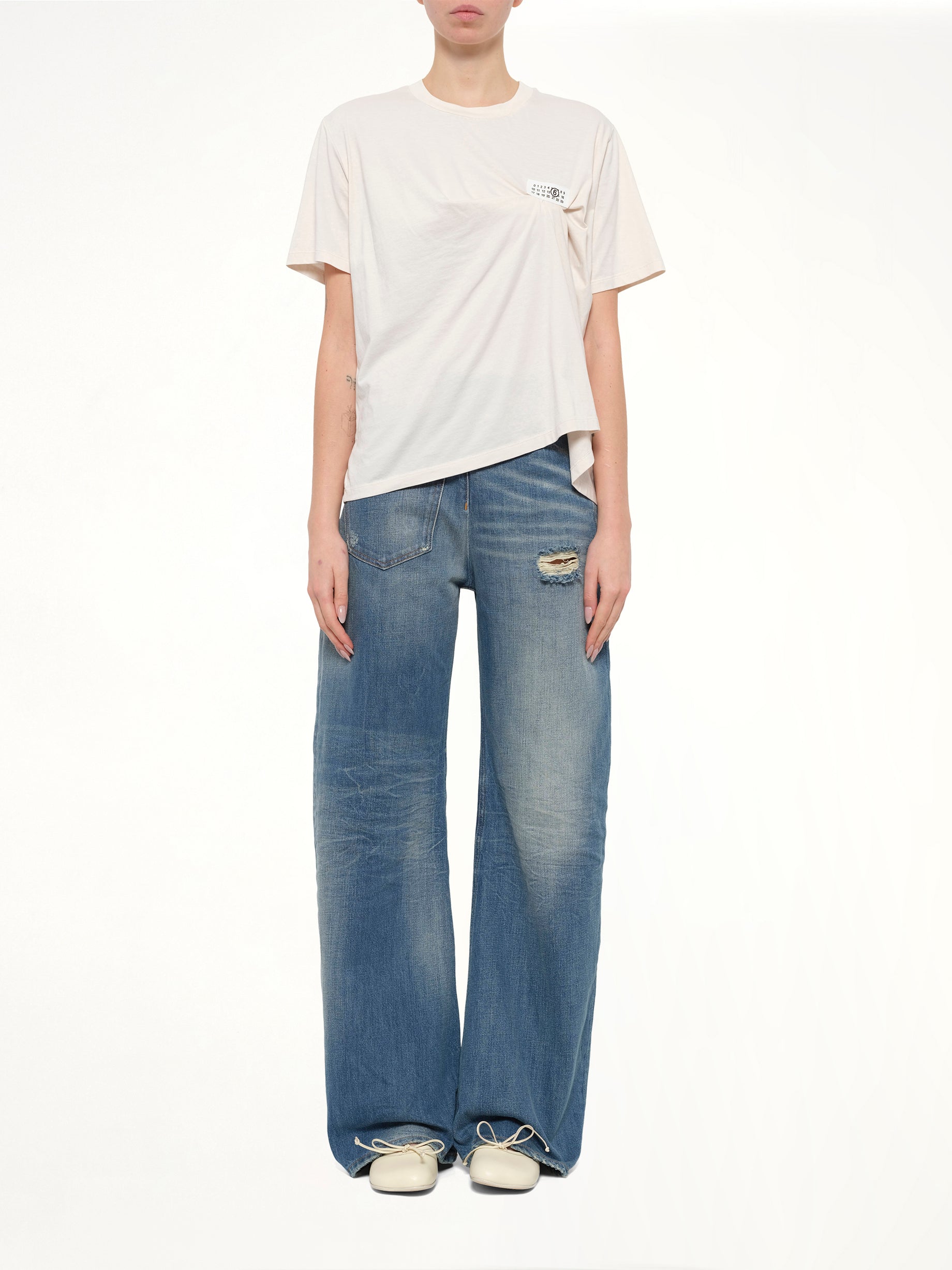 Short-Sleeved Top in Ecru