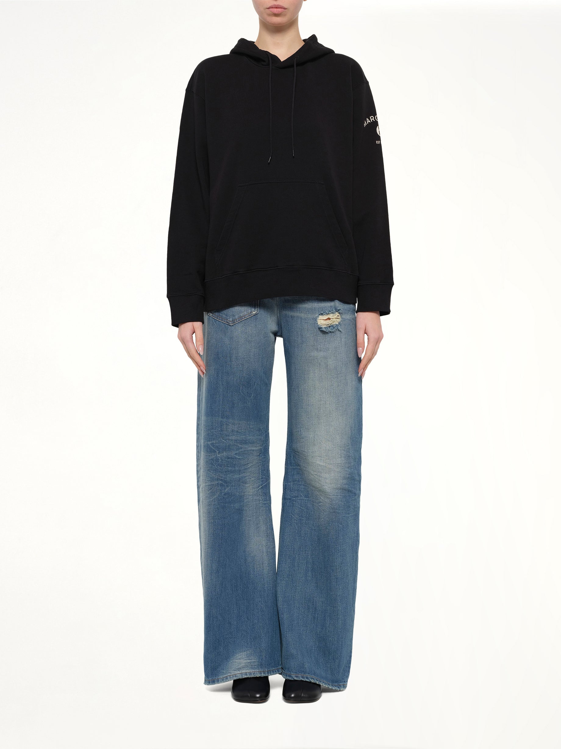 Sleeve Logo Hoodie in Black