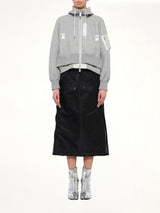 Layered Sponge Sweat x Nylon Twill Hoodie in Light Gray