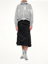 Layered Sponge Sweat x Nylon Twill Hoodie in Light Gray