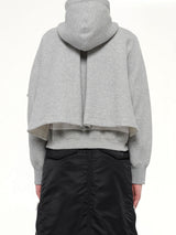 Layered Sponge Sweat x Nylon Twill Hoodie in Light Gray