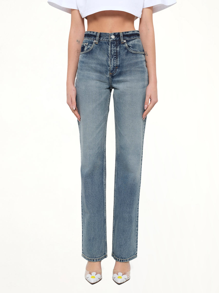 Straight Denim Pants in Dirty Wash