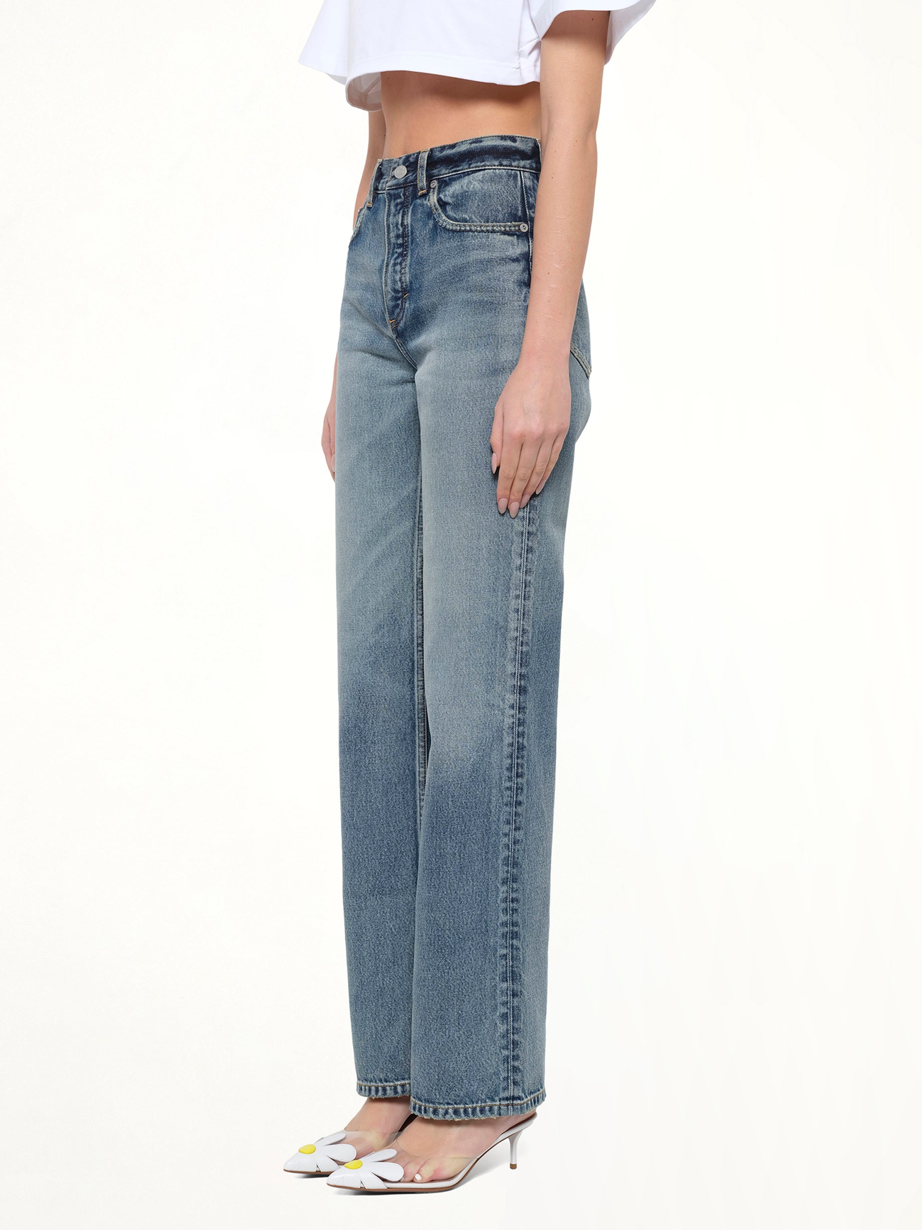 Straight Denim Pants in Dirty Wash