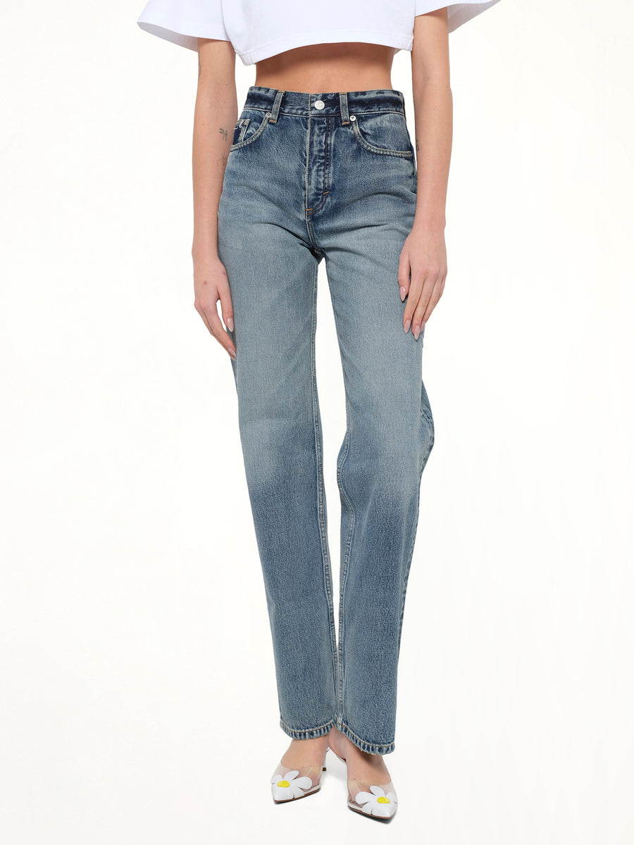 Straight Denim Pants in Dirty Wash