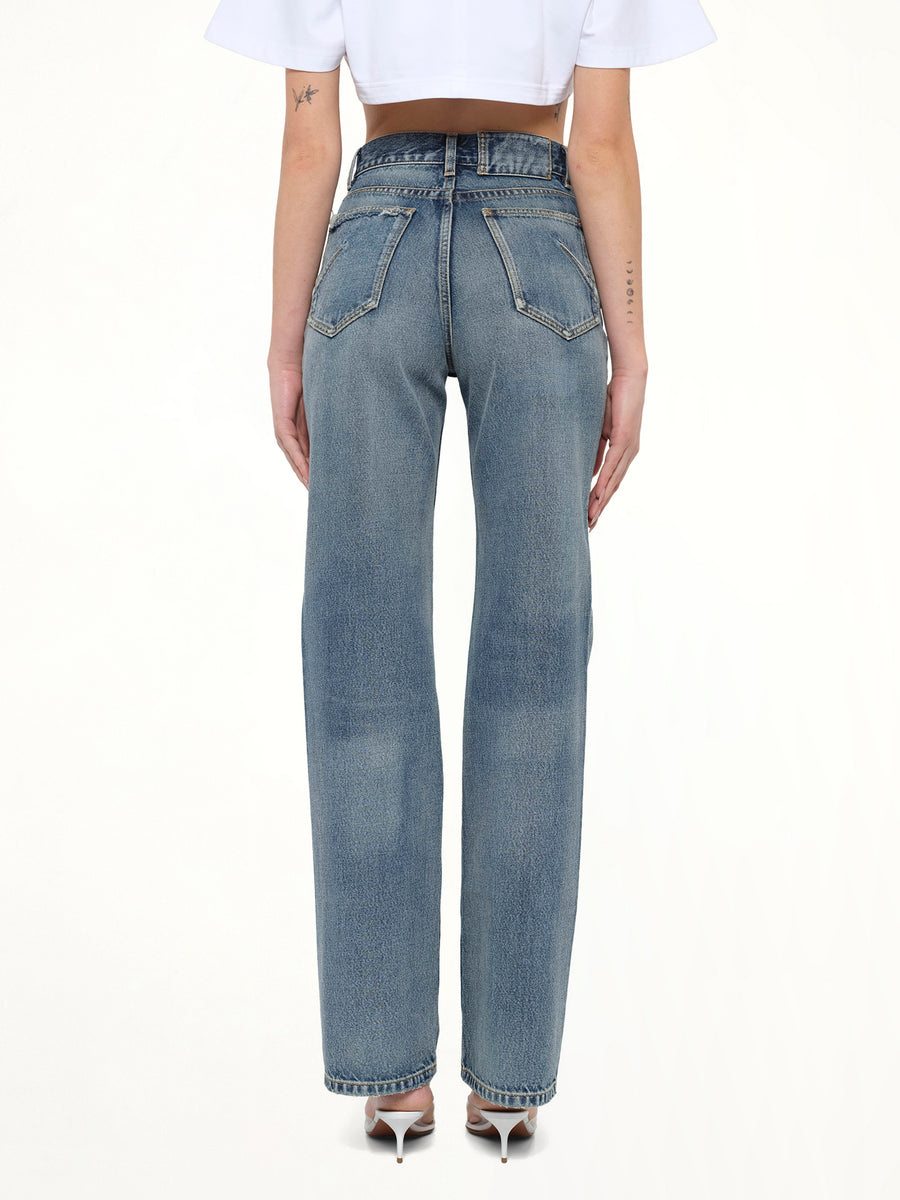 Straight Denim Pants in Dirty Wash