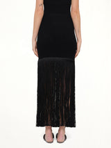 Tube Fringed Knit Skirt in Black