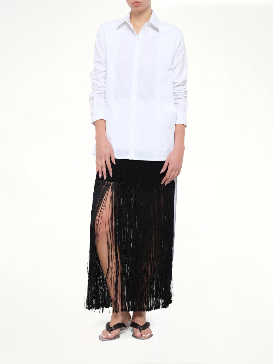 Tube Fringed Knit Skirt in Black