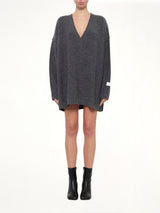 V-Neck Sweater in Grey Melange