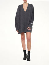 V-Neck Sweater in Grey Melange