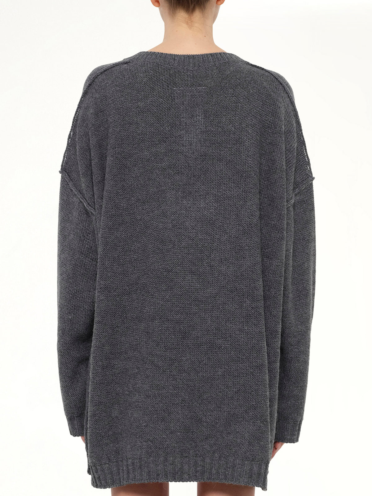 V-Neck Sweater in Grey Melange