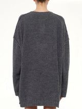 V-Neck Sweater in Grey Melange