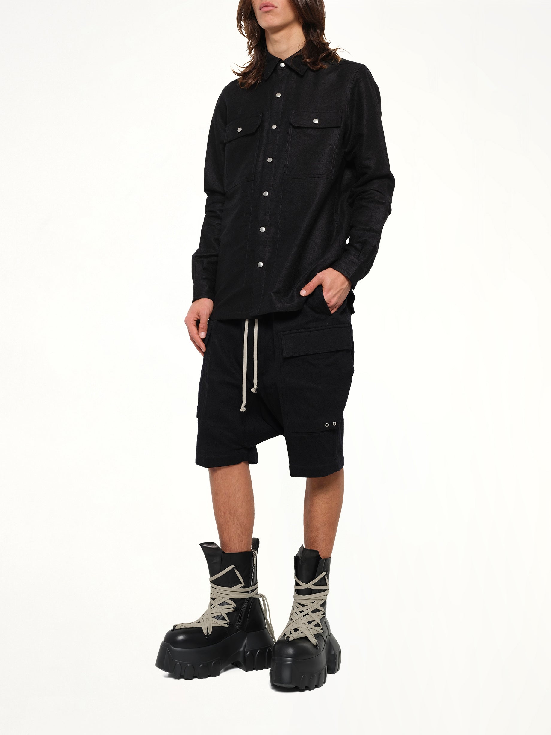 Warm Flannel Cargo Pods in Black
