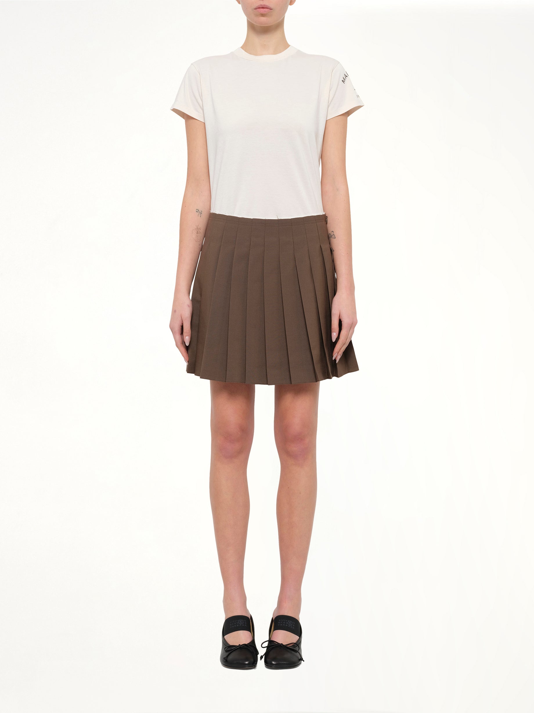 Wool Mini Skirt in Brown
