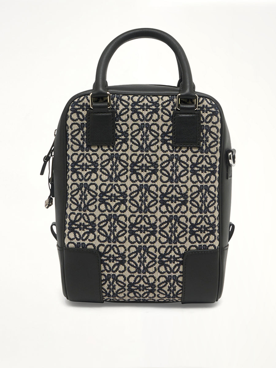 Amazona 15 Vertical Anagram in Jacquard and Calfskin in Navy
