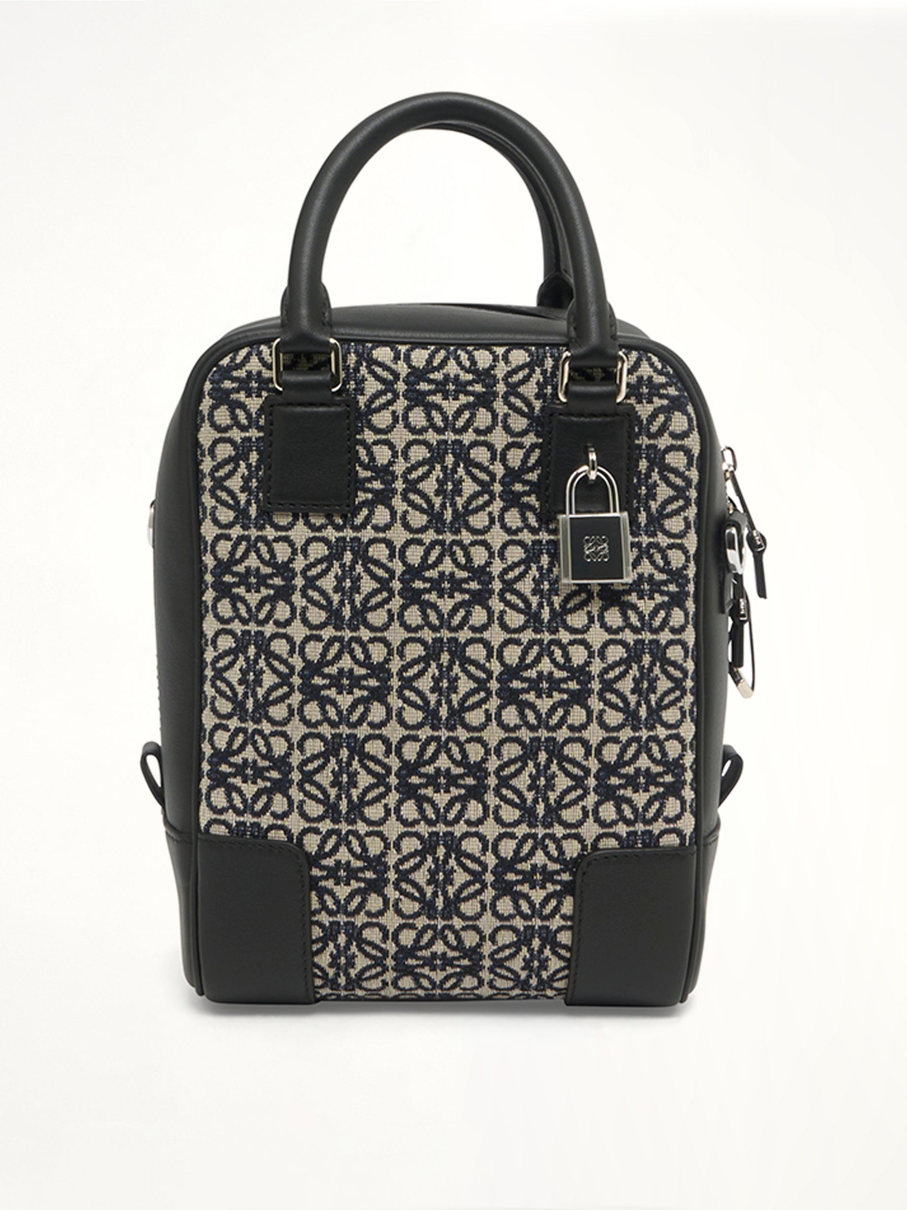 Amazona 15 Vertical Anagram in Jacquard and Calfskin in Navy