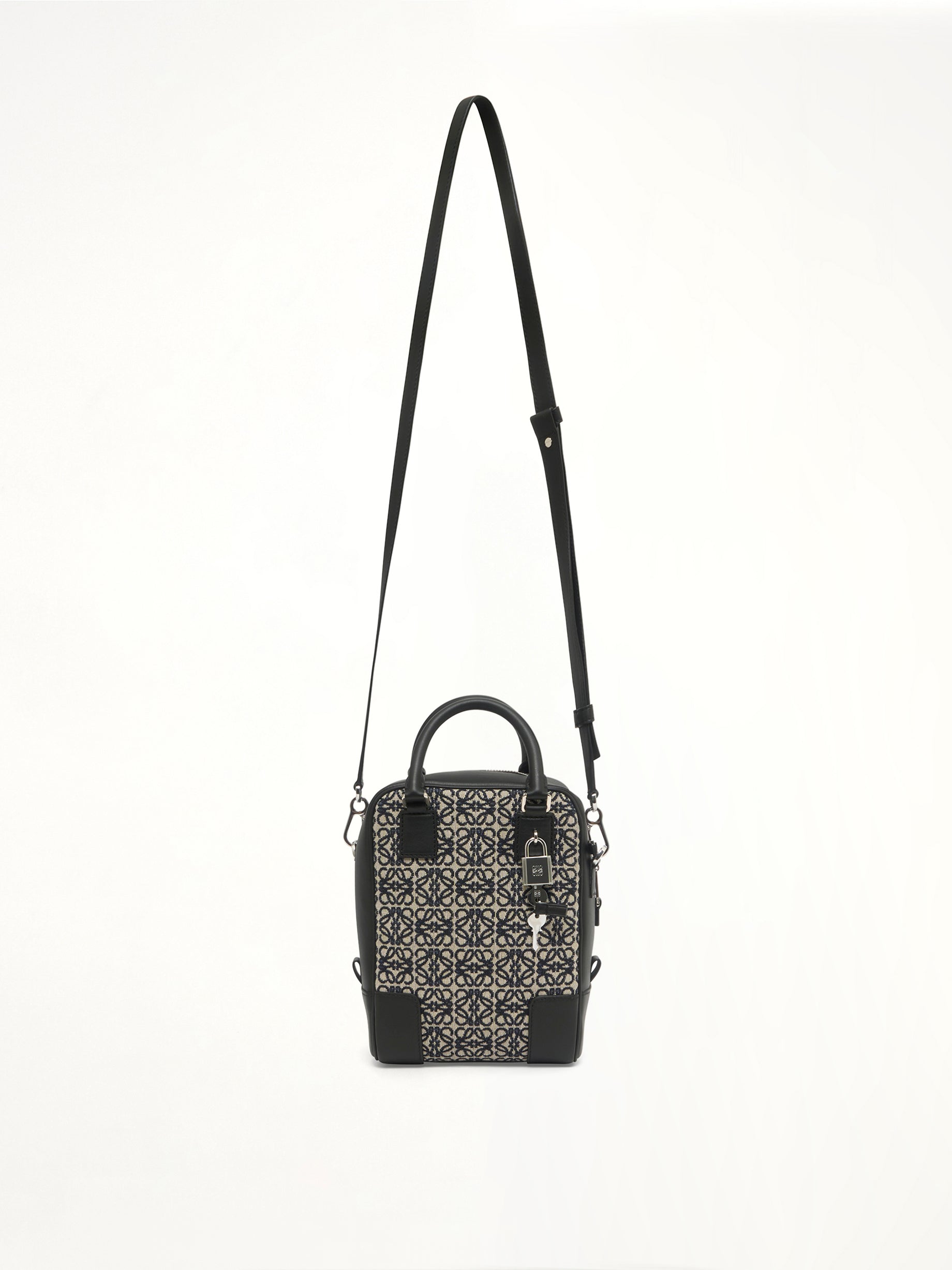 Amazona 15 Vertical Anagram in Jacquard and Calfskin in Navy