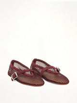 Ballet Fishnet Flats in Rouge Grenat