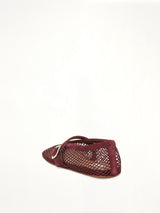 Ballet Fishnet Flats in Rouge Grenat