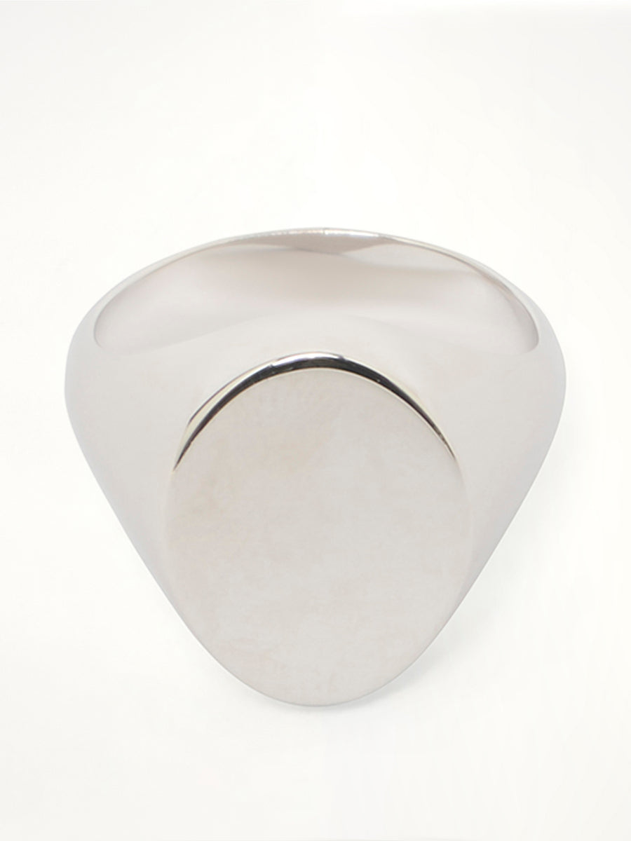 Chevaliere Signet Ring in Silver Rhodium