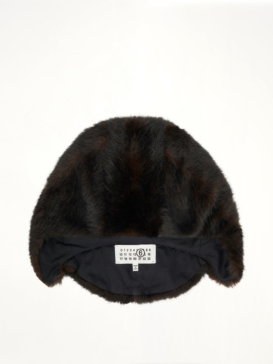 Faux Fur Hat in Brown