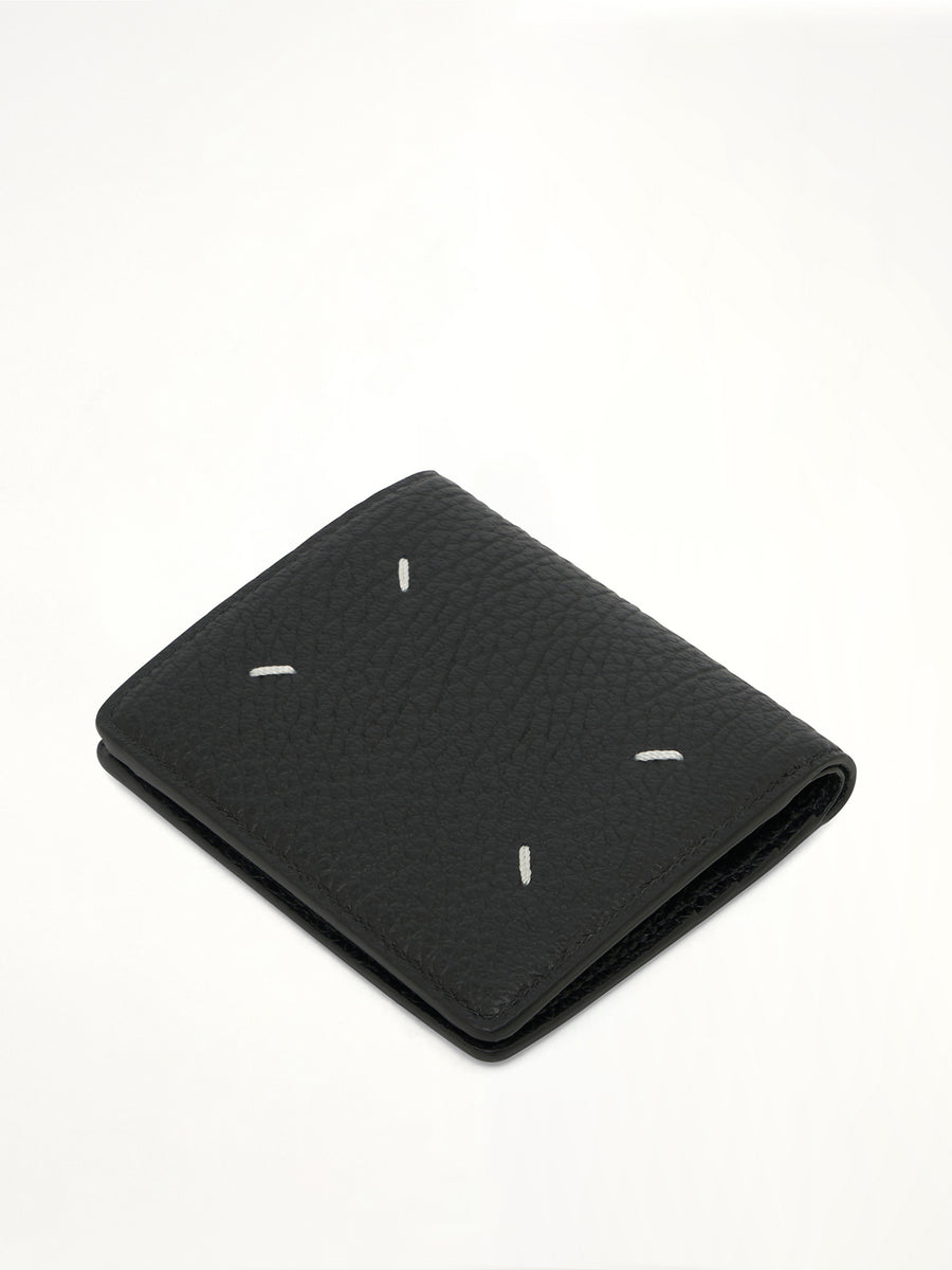 Four Stitch Logo Wallet with Coin Purse in Black