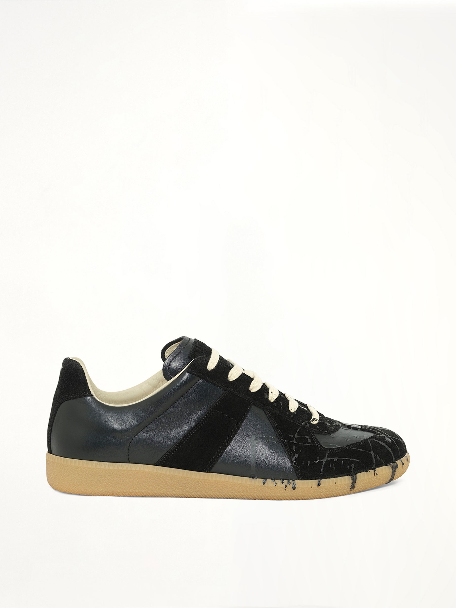 Replica Leather Sneaker in Splatter Black
