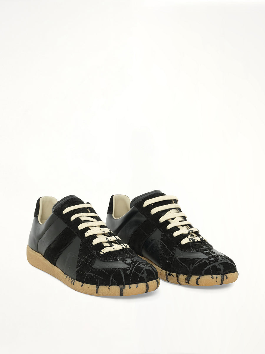 Replica Leather Sneaker in Splatter Black