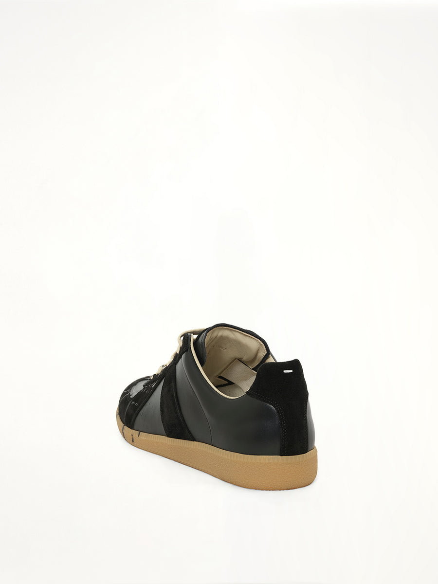 Replica Leather Sneaker in Splatter Black