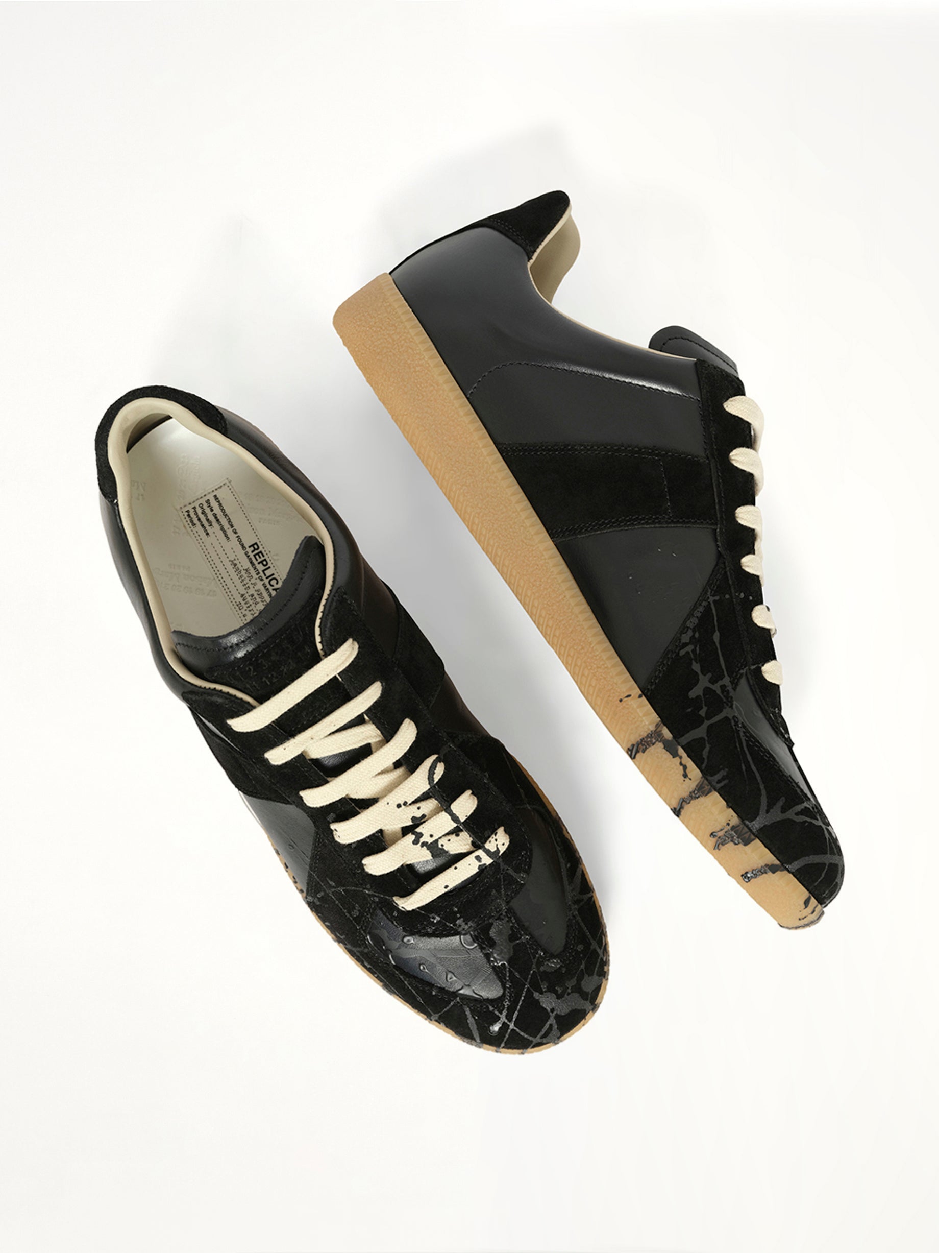 Replica Leather Sneaker in Splatter Black