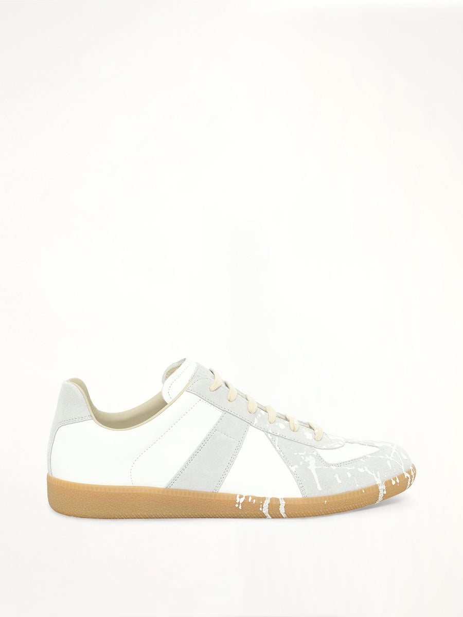 Replica Leather Sneaker in Splatter White