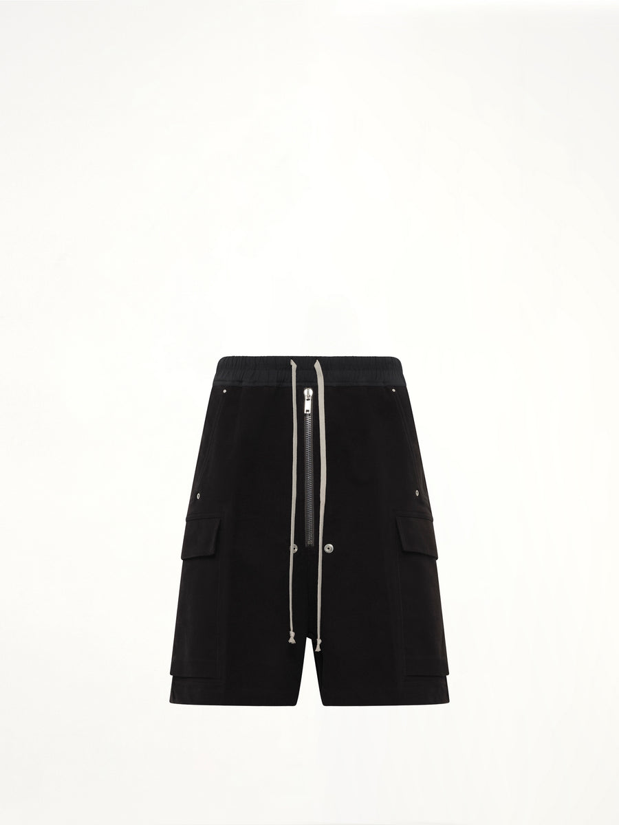 Brushed Twill Cargobela Shorts in Black