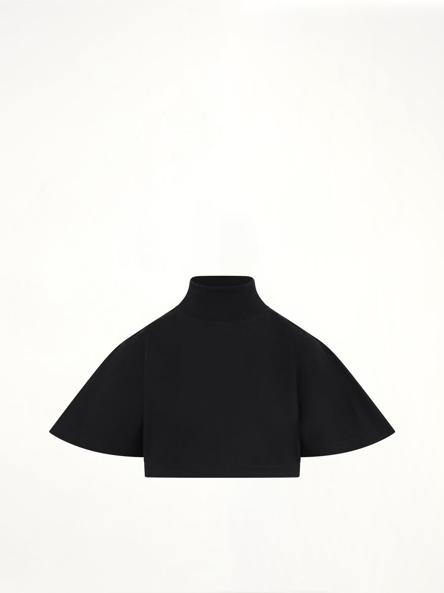Cotton Jersey Highneck T-Shirt in Black