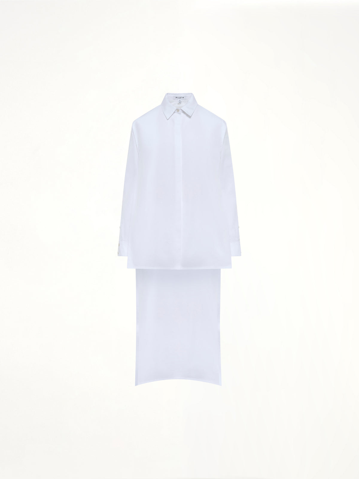 Cotton Poplin Asymmetric Shirt in White