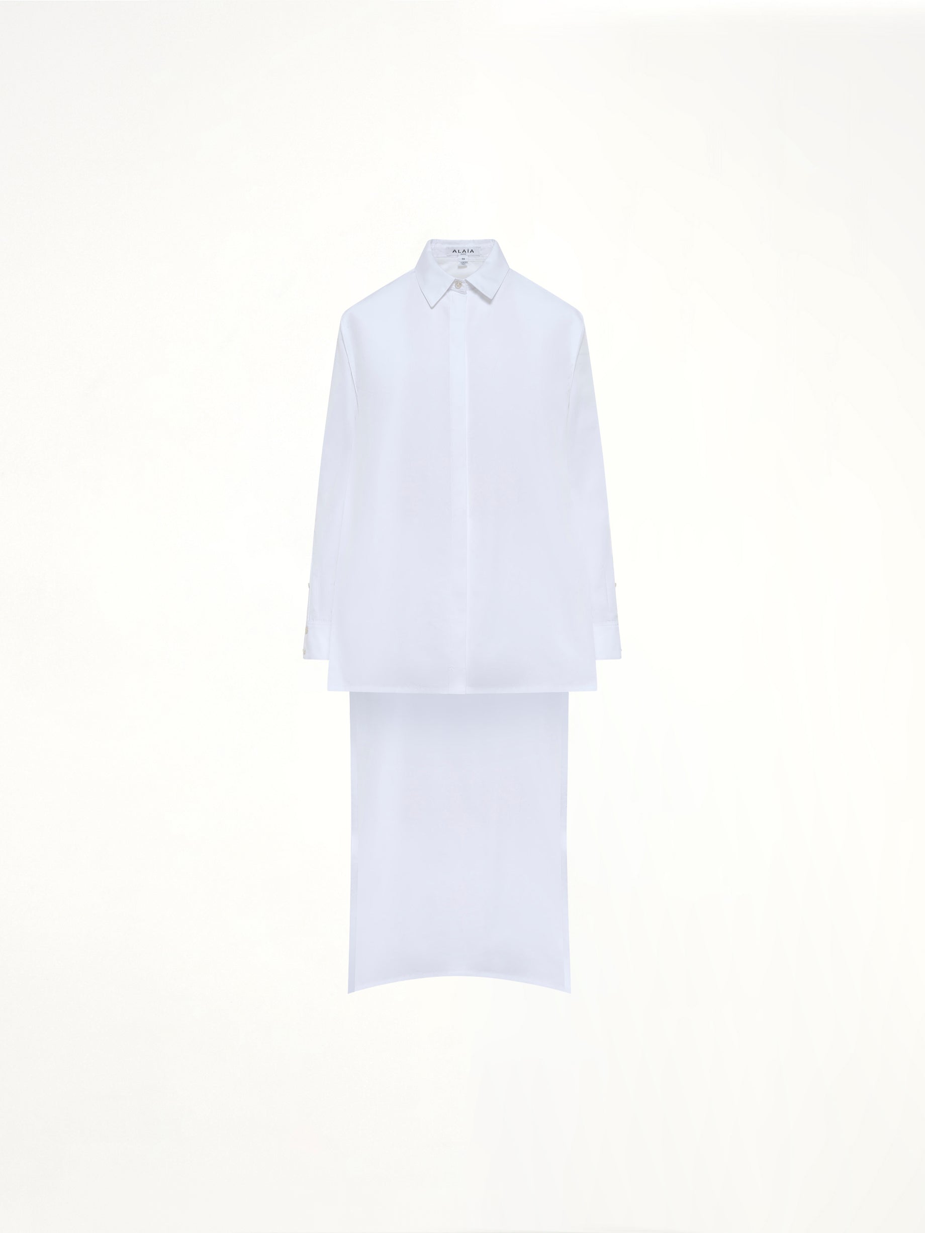 Cotton Poplin Asymmetric Shirt in White