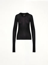 Cropped Hooded Rib LS T-Shirt in Black