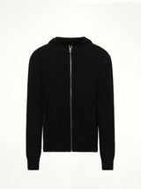 Heavy Wool Zipped Hoodie in Black