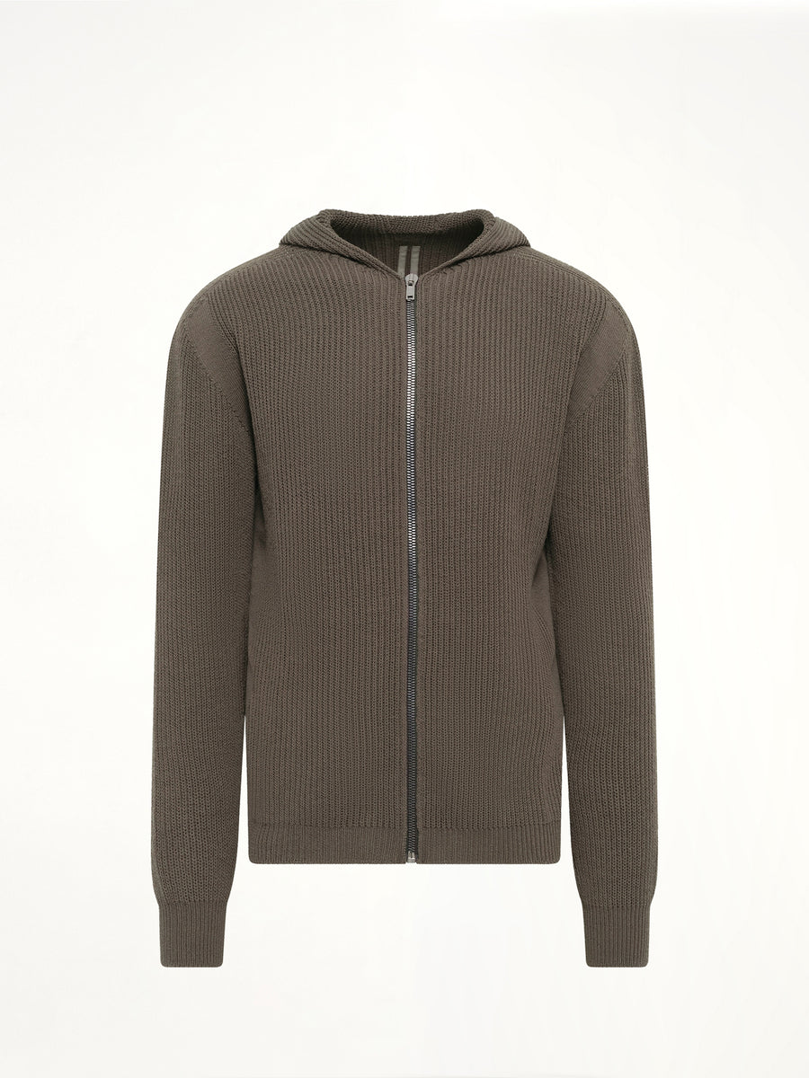Heavy Wool Zipped Hoodie in Dark Dust