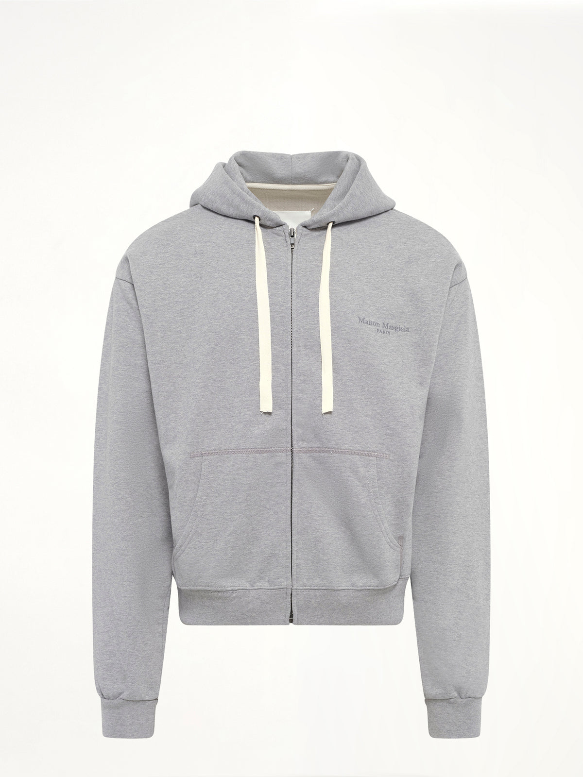 Logo Zip Hoodie in Grey Melange