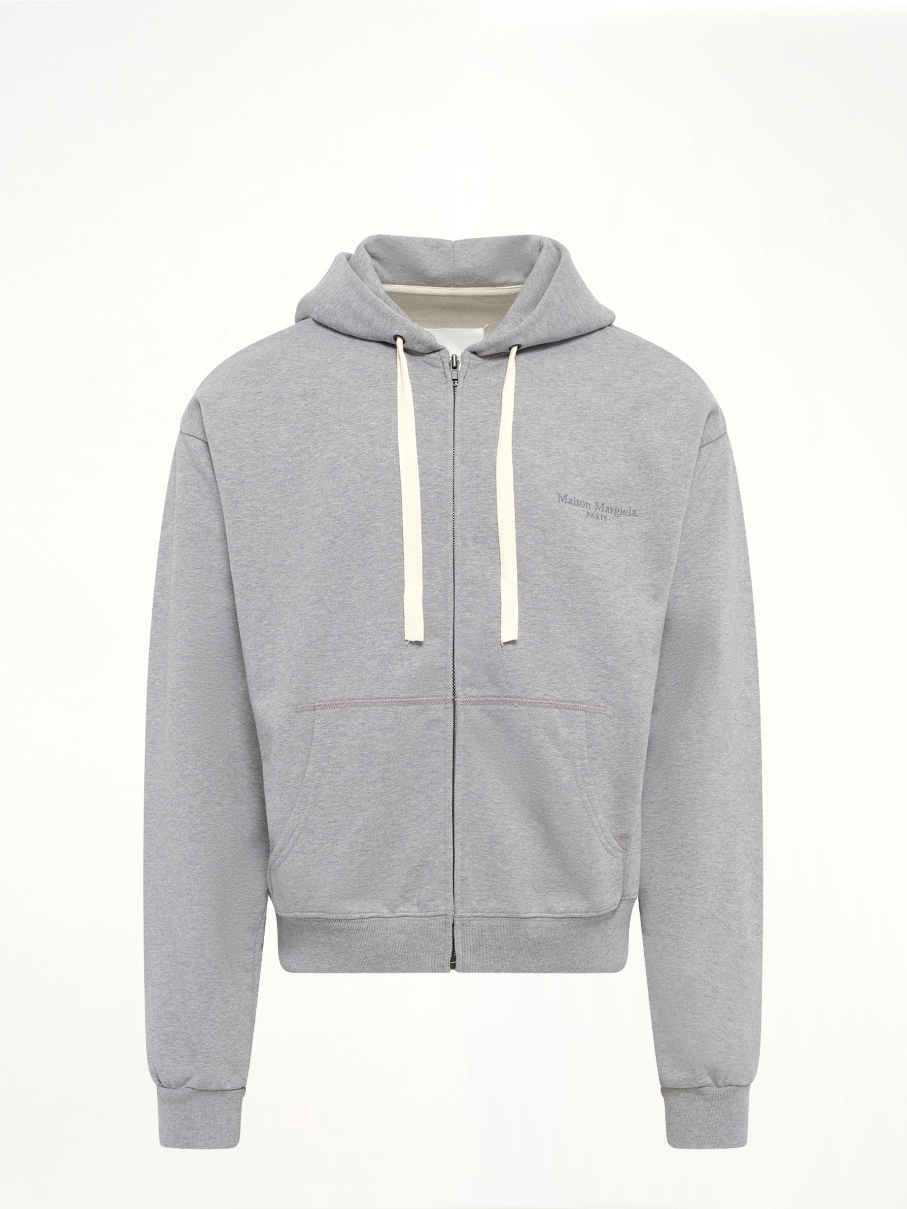 Logo Zip Hoodie in Grey Melange