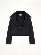 Open Neck Workwear Jacket in Vintage Black