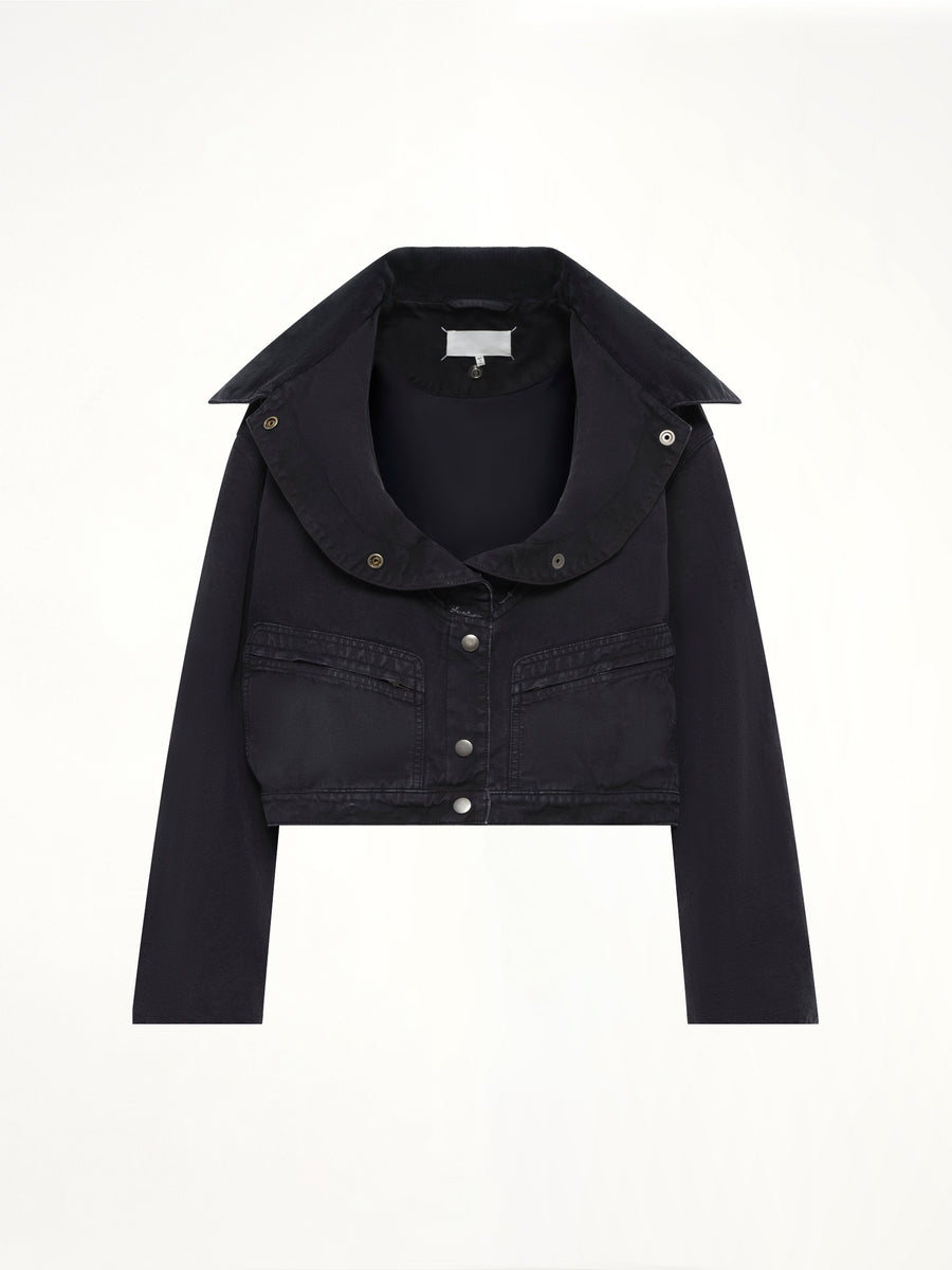 Open Neck Workwear Jacket in Vintage Black