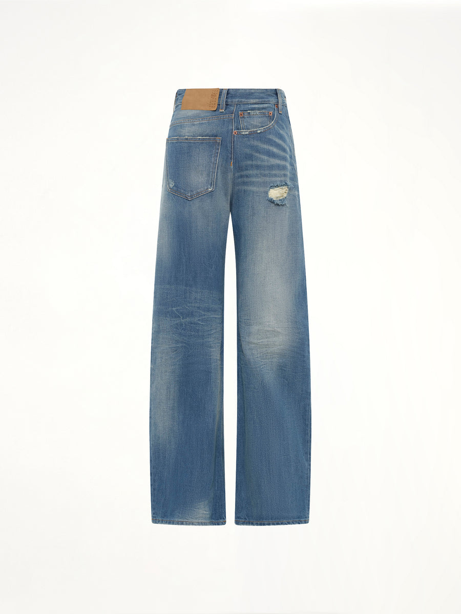 90° Twist Denim Jeans in Medium Blue