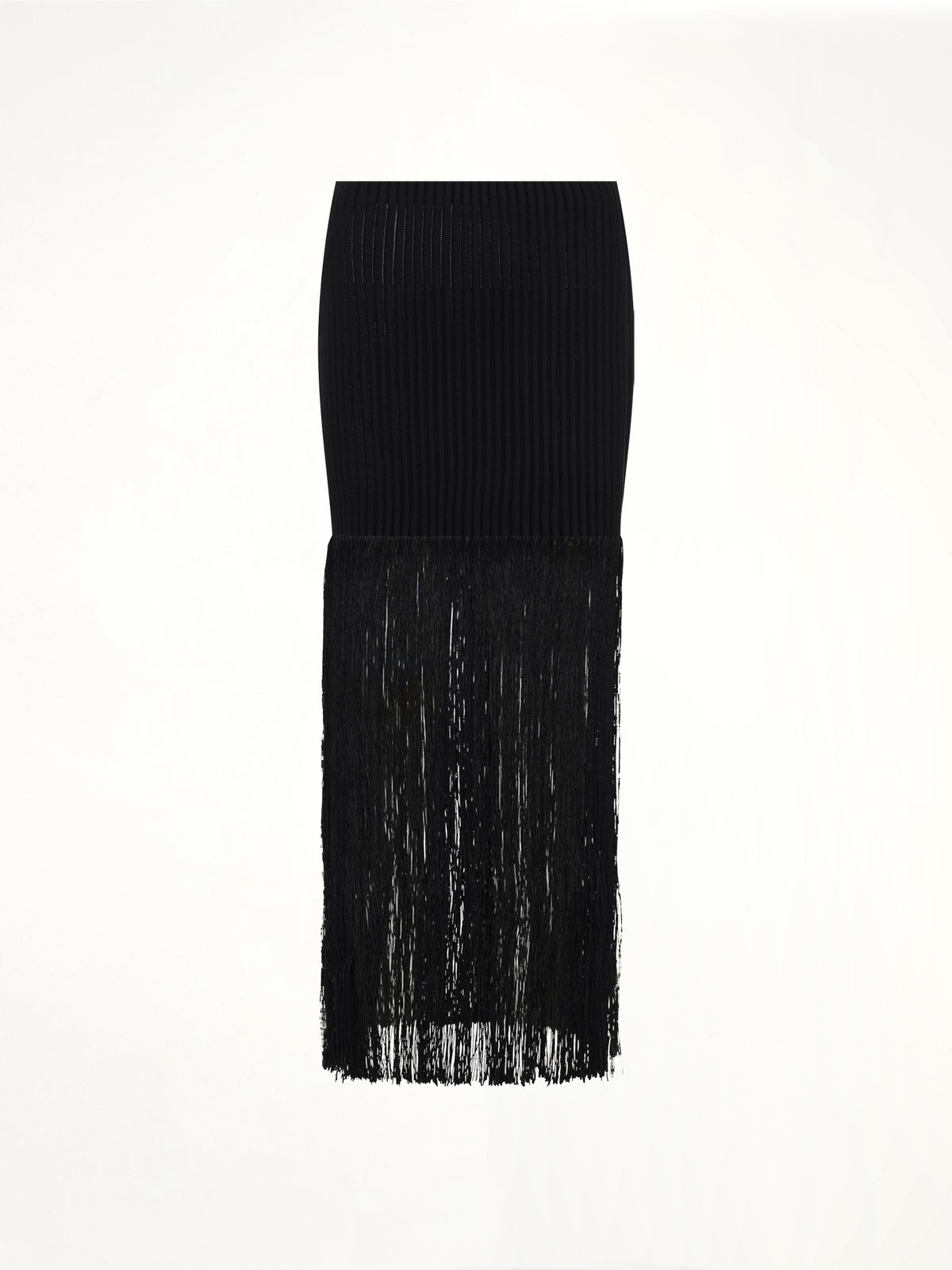 Tube Fringed Knit Skirt in Black