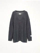 V-Neck Sweater in Grey Melange
