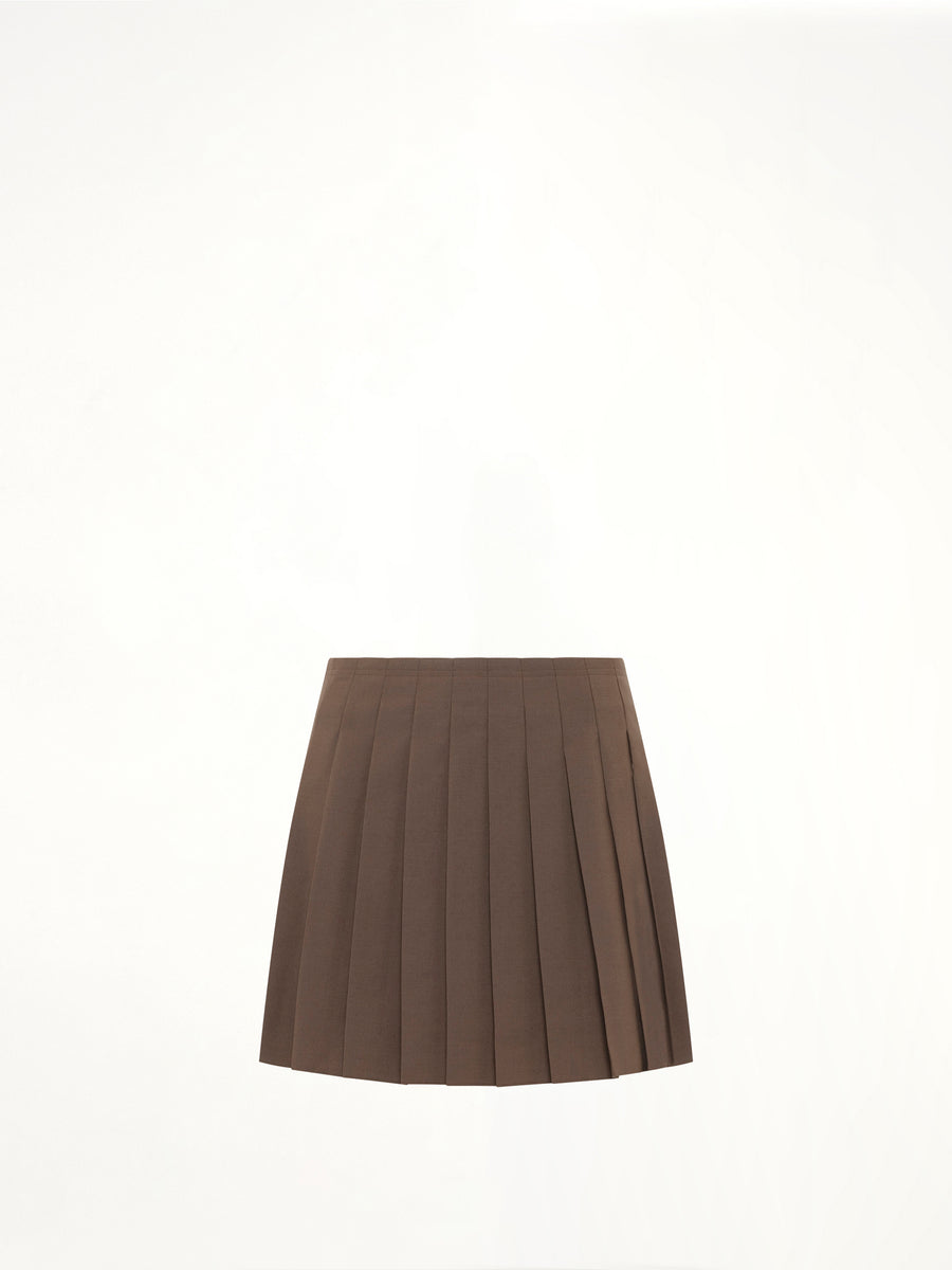 Wool Mini Skirt in Brown