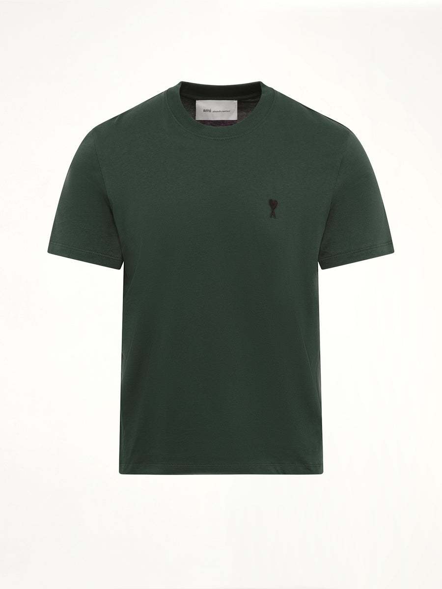Contrasted Ami De Coeur T-Shirt in Bottle Green