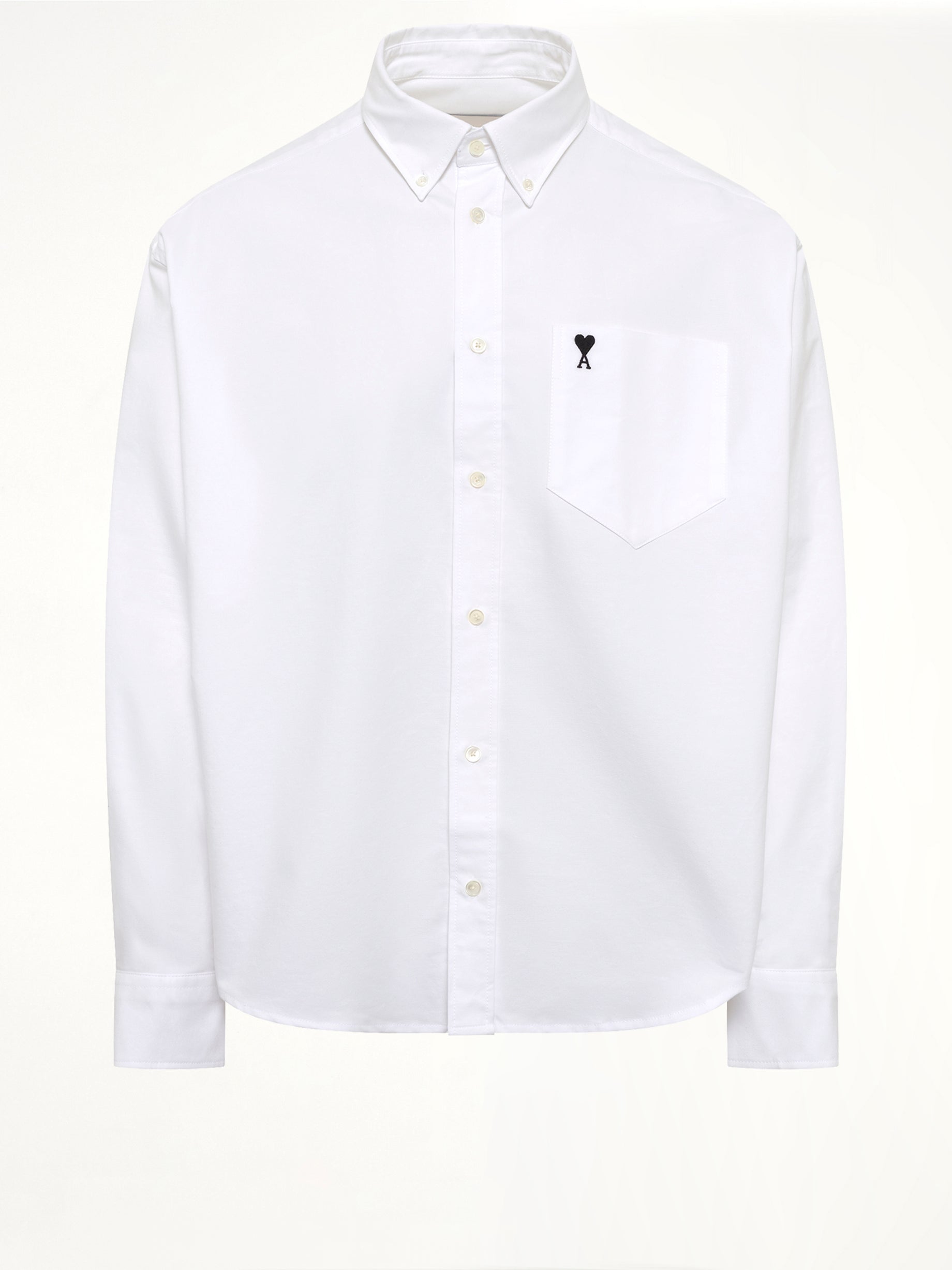 Embroidered Ami De Coeur Boxy Fit Shirt in White
