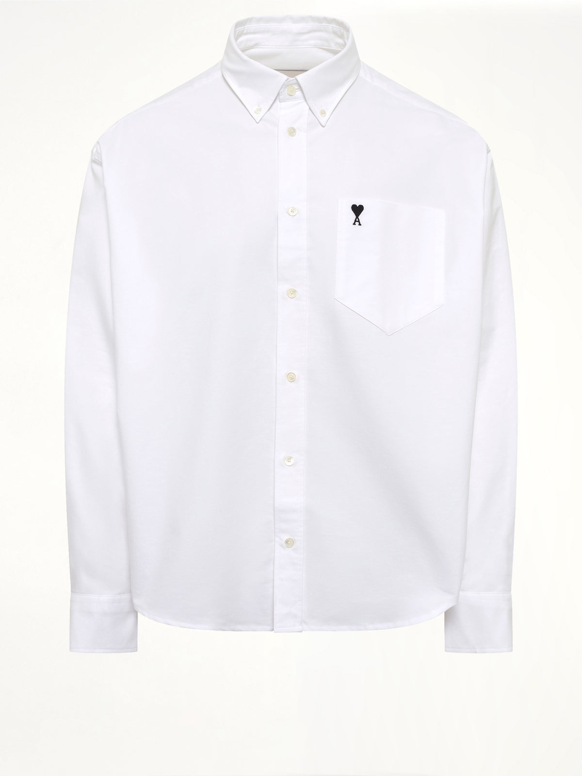 Embroidered Ami De Coeur Boxy Fit Shirt in White